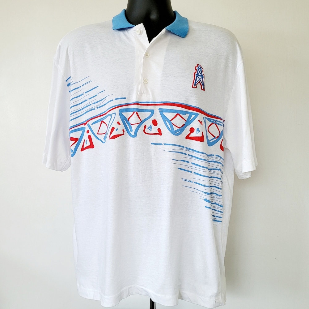 Vintage 90s Houston Oilers Men's Polo Shirt